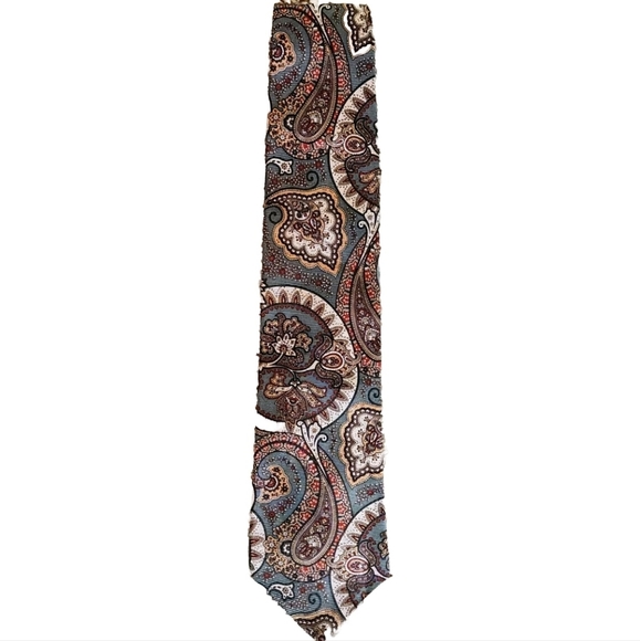 John Hill Executive Collection Tie Colors Sage green cream brown burnt orange - Picture 1 of 10